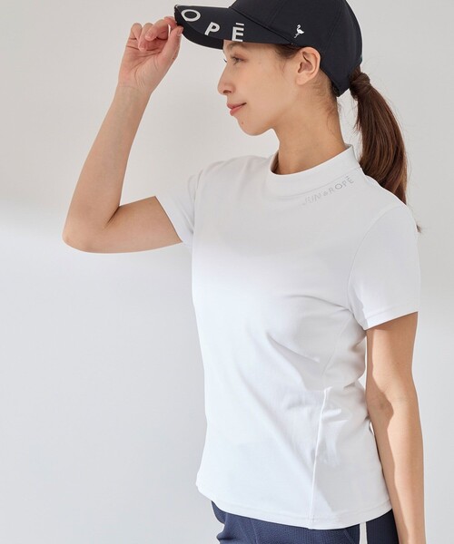 セール】ラインストーン半袖モックプルオーバー（Tシャツ