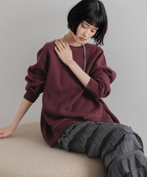 LOWRYS FARM（ローリーズファーム）の「スウェットライクニット　581146（ニット/セーター・レディース・レッド/チャコールグレー/グレー/イエロー・FREE）」の4枚目の写真