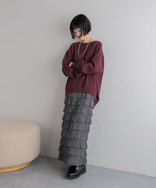 LOWRYS FARM（ローリーズファーム）の「スウェットライクニット　581146（ニット/セーター・レディース・レッド/チャコールグレー/グレー/イエロー・FREE）」の9枚目の写真