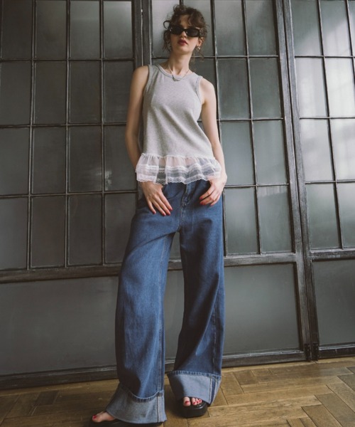 ロールアップワイドデニム（デニムパンツ）｜HANNE（アン）の