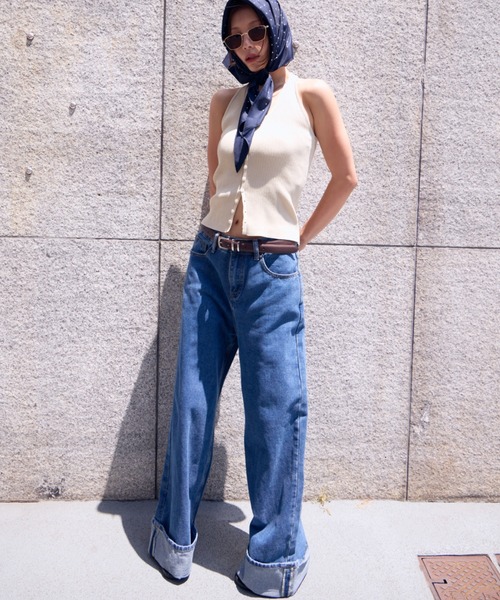 HANNE（アン）の「ロールアップワイドデニム（デニムパンツ・レディース・ブルー・SMALL/MEDIUM）」の15枚目の写真