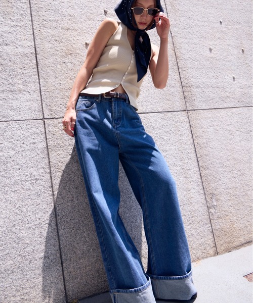 HANNE（アン）の「ロールアップワイドデニム（デニムパンツ・レディース・ブルー・SMALL/MEDIUM）」の18枚目の写真