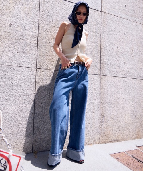HANNE（アン）の「ロールアップワイドデニム（デニムパンツ・レディース・ブルー・SMALL/MEDIUM）」の20枚目の写真