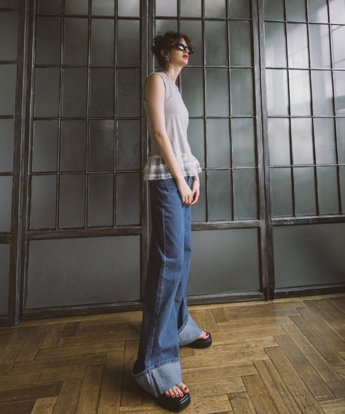 HANNE（アン）の「ロールアップワイドデニム（デニムパンツ・レディース・ブルー・SMALL/MEDIUM）」の11枚目の写真