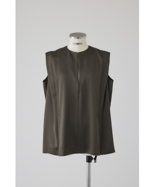 RIM.ARK(リムアーク)の「Satin chic vest サテンシックベスト(Tシャツ/カットソー・レディース・ブラウン/カーキ/ブラック・FREE)」の3枚目の写真