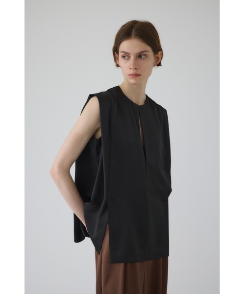 RIM.ARK(リムアーク)の「Satin chic vest サテンシックベスト(Tシャツ/カットソー・レディース・ブラウン/カーキ/ブラック・FREE)」の5枚目の写真