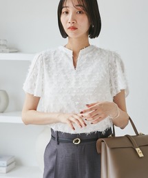 チューリップスリーブジャガードスキッパーブラウス