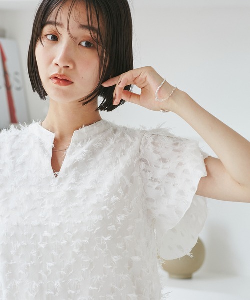VIS(ビス)の「チューリップスリーブジャガードスキッパーブラウス(シャツ/ブラウス・レディース・ホワイト/ブラック/オレンジ系その他3・FREE)」の21枚目の写真