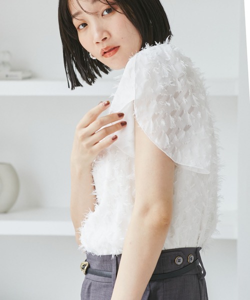 VIS(ビス)の「チューリップスリーブジャガードスキッパーブラウス(シャツ/ブラウス・レディース・ホワイト/ブラック/オレンジ系その他3・FREE)」の14枚目の写真