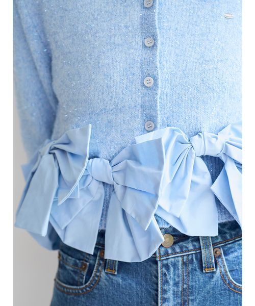 SNIDEL リボン付きフリルカーディガン SNIDEL（スナイデル）の「シアー