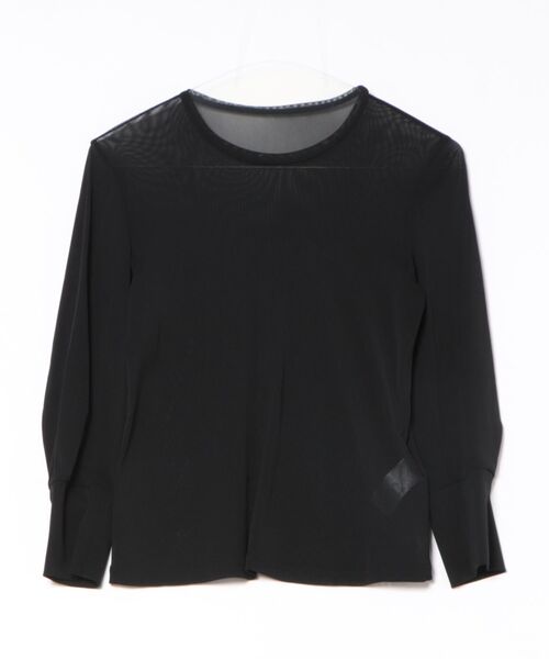 STRAWBERRY-FIELDS(ストロベリーフィールズ)の「ニットチュール_ストレッチチュールトップス(Tシャツ/カットソー・レディース・オフホワイト/ブラック/ピンク・2)」の13枚目の写真