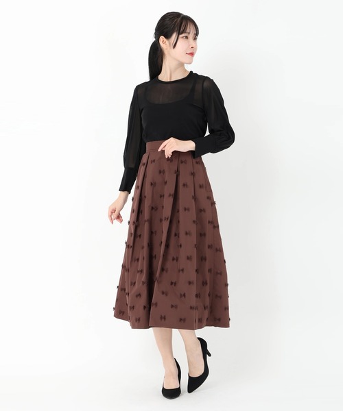 STRAWBERRY-FIELDS(ストロベリーフィールズ)の「ニットチュール_ストレッチチュールトップス(Tシャツ/カットソー・レディース・オフホワイト/ブラック/ピンク・2)」の11枚目の写真