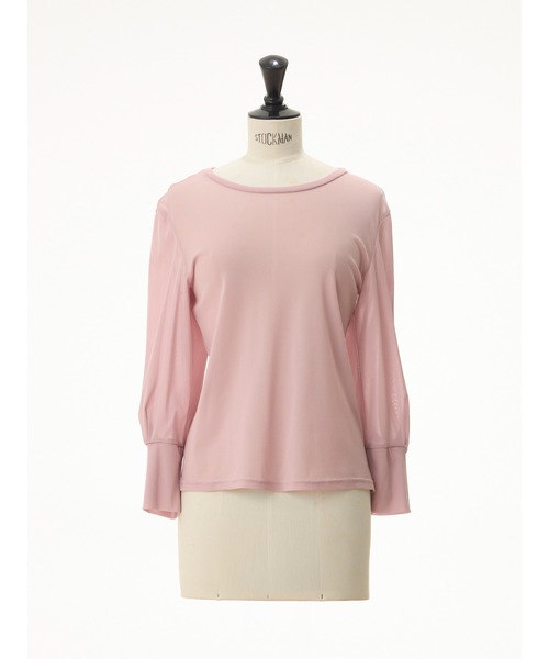 STRAWBERRY-FIELDS(ストロベリーフィールズ)の「ニットチュール_ストレッチチュールトップス(Tシャツ/カットソー・レディース・オフホワイト/ブラック/ピンク・2)」の18枚目の写真