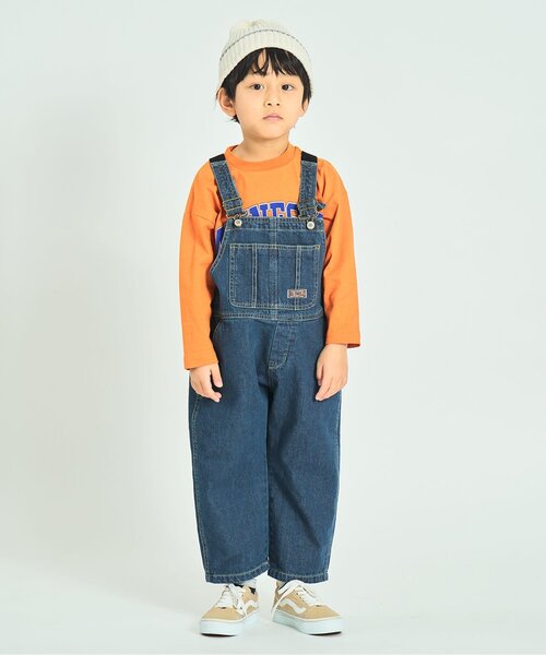F.O.KIDS（エフオーキッズ）の「【ジュニア対応】エイジング加工　オーバーオール（サロペット/オーバーオール・キッズ・インディゴブルー/カーキ・80/90/100/110/120/130/140）」の5枚目の写真