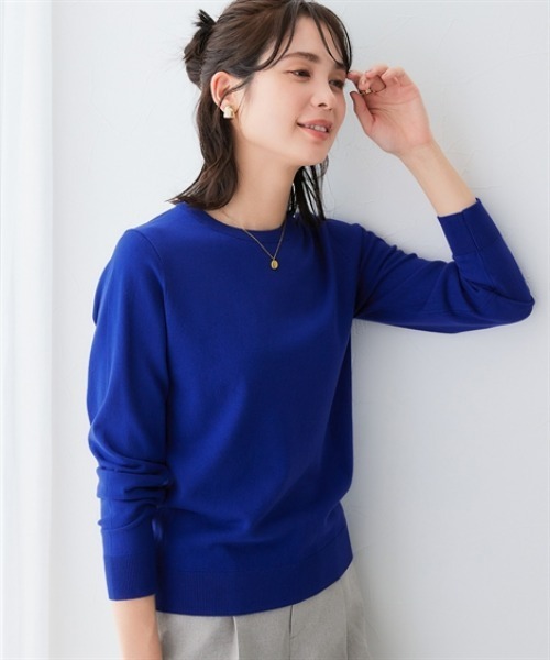 新品タグ付✨ MHL. ウール混クルーネックニット レンガ II 日本製 himawari 天竺×透かし丸首ニット｜KarLParkLane Style ONLINE SHOP