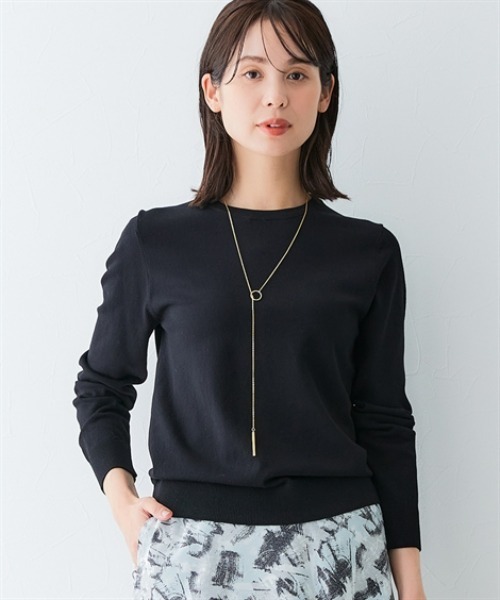 7days Life Styling(セブンデイズライフスタイリング)の「【UVカット】クルーネックニット (洗濯機OK)(ニット/セーター・レディース・ブラック/杢グレー/ブルー/ベージュ・3L/LL/L/M/S)」の2枚目の写真