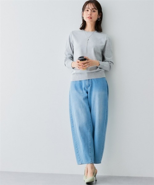 7days Life Styling(セブンデイズライフスタイリング)の「【UVカット】クルーネックニット (洗濯機OK)(ニット/セーター・レディース・ブラック/杢グレー/ブルー/ベージュ・3L/LL/L/M/S)」の7枚目の写真