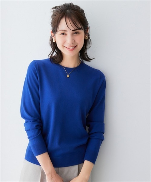 クルーネックニット（乾燥機OK・ウォッシャブル・静電気防止・毛玉に