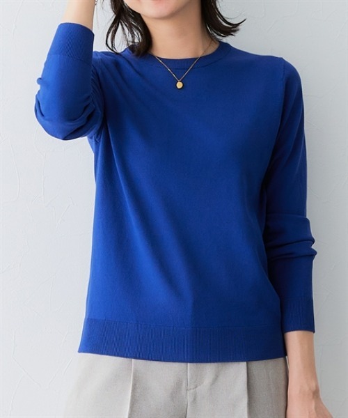 7days Life Styling(セブンデイズライフスタイリング)の「【UVカット】クルーネックニット (洗濯機OK)(ニット/セーター・レディース・ブラック/杢グレー/ブルー/ベージュ・3L/LL/L/M/S)」の15枚目の写真