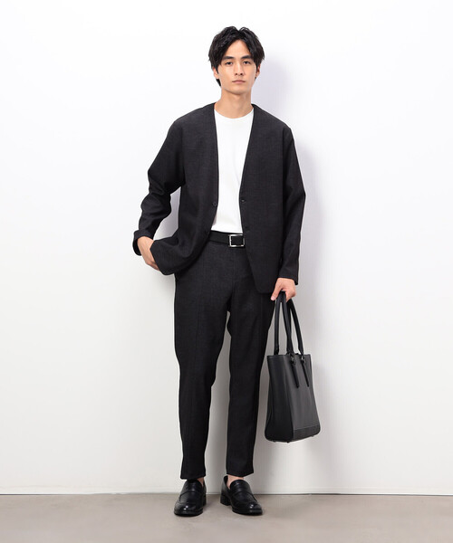 COMME CA ISM(コムサイズム)の「【セットアップ対応】デニムライクストレッチ ノーカラージャケット(ノーカラージャケット・メンズ・ブラック/ネイビー・SMALL/MEDIUM/LARGE)」の3枚目の写真