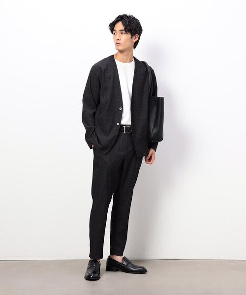 COMME CA ISM(コムサイズム)の「【セットアップ対応】デニムライクストレッチ ノーカラージャケット(ノーカラージャケット・メンズ・ブラック/ネイビー・SMALL/MEDIUM/LARGE)」の4枚目の写真