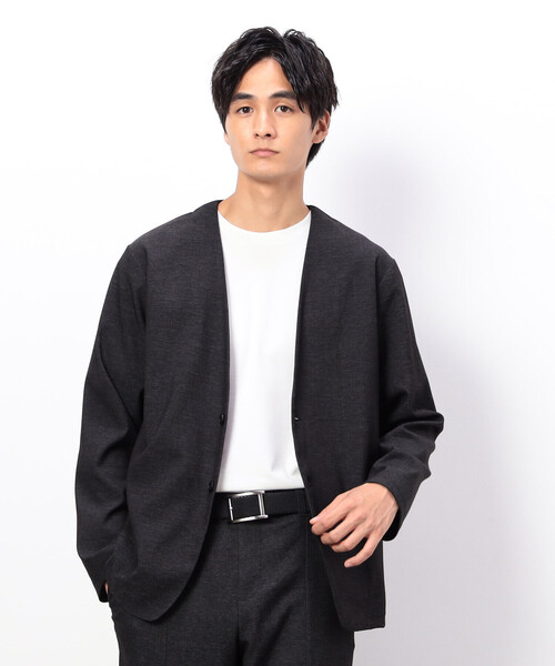 COMME CA ISM(コムサイズム)の「【セットアップ対応】デニムライクストレッチ ノーカラージャケット(ノーカラージャケット・メンズ・ブラック/ネイビー・SMALL/MEDIUM/LARGE)」の5枚目の写真