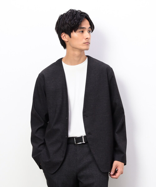 COMME CA ISM(コムサイズム)の「【セットアップ対応】デニムライクストレッチ ノーカラージャケット(ノーカラージャケット・メンズ・ブラック/ネイビー・SMALL/MEDIUM/LARGE)」の6枚目の写真