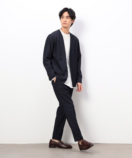 COMME CA ISM(コムサイズム)の「【セットアップ対応】デニムライクストレッチ ノーカラージャケット(ノーカラージャケット・メンズ・ブラック/ネイビー・SMALL/MEDIUM/LARGE)」の7枚目の写真