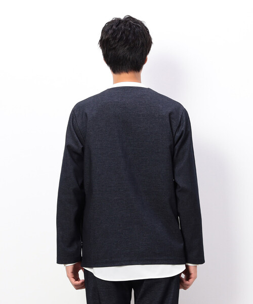 COMME CA ISM(コムサイズム)の「【セットアップ対応】デニムライクストレッチ ノーカラージャケット(ノーカラージャケット・メンズ・ブラック/ネイビー・SMALL/MEDIUM/LARGE)」の13枚目の写真