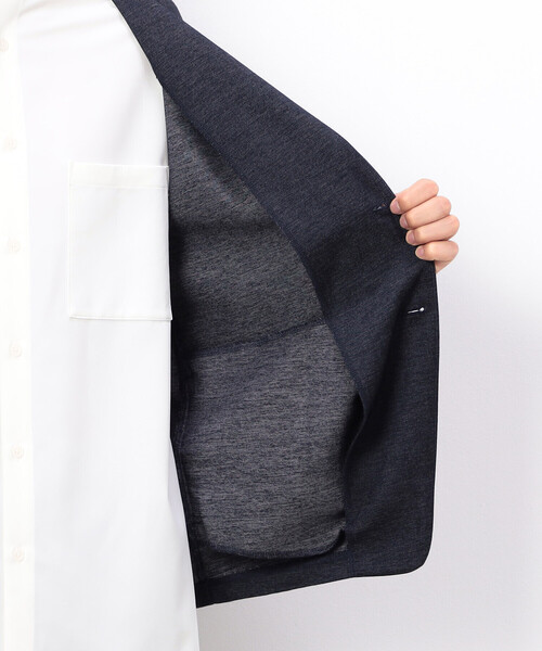 COMME CA ISM(コムサイズム)の「【セットアップ対応】デニムライクストレッチ ノーカラージャケット(ノーカラージャケット・メンズ・ブラック/ネイビー・SMALL/MEDIUM/LARGE)」の18枚目の写真