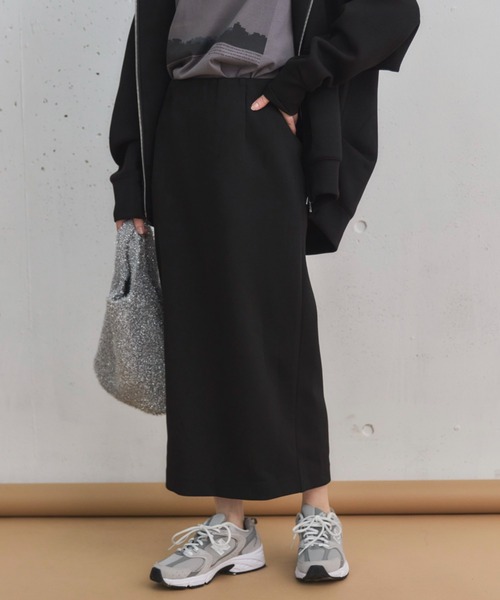 Doux archives（ドゥアルシーヴ）の「ボンディングタイトスカート（スカート・レディース・ブラック/ブラウン/グレイッシュベージュ・36/38）」の2枚目の写真