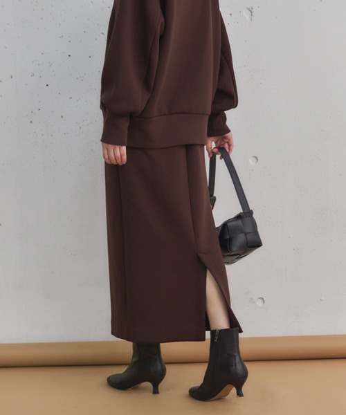 Doux archives（ドゥアルシーヴ）の「ボンディングタイトスカート（スカート・レディース・ブラック/ブラウン/グレイッシュベージュ・36/38）」の9枚目の写真