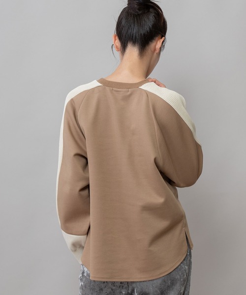Munich(ミューニック)の「コットンダンボールニットドッキングプルオーバー(Tシャツ/カットソー・レディース・キャメル/ブラック/ブルー・FREE)」の7枚目の写真