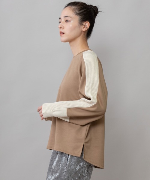 コットンダンボールニットドッキングプルオーバー（Tシャツ