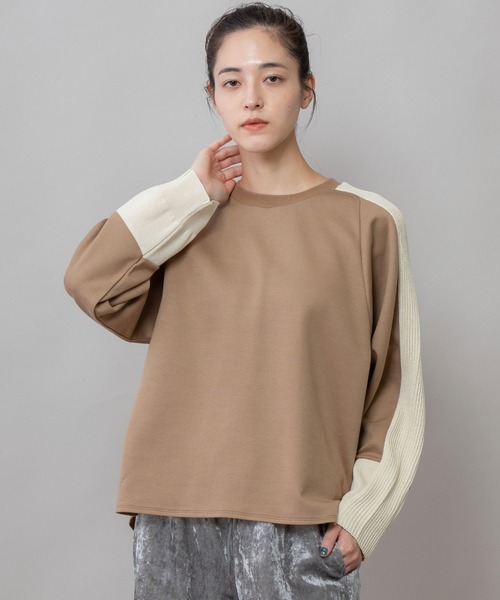 Munich(ミューニック)の「コットンダンボールニットドッキングプルオーバー(Tシャツ/カットソー・レディース・キャメル/ブラック/ブルー・FREE)」の9枚目の写真