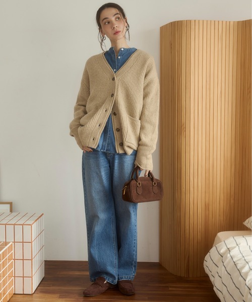 セール】レイヤードデザイン オーバーサイズ Vネック ニット