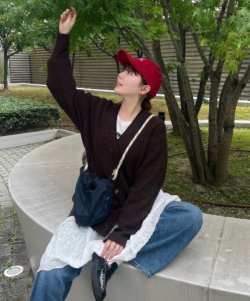 セール】レイヤードデザイン オーバーサイズ Vネック ニット