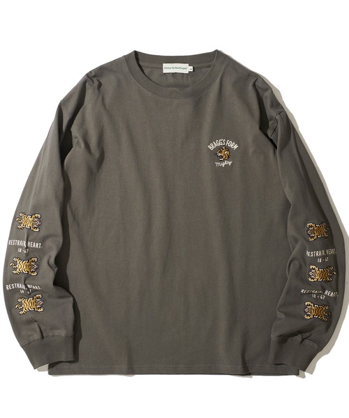 セール】【POWER TO THE PEOPLE】トラ刺繍ロングスリーブTシャツ / 袖