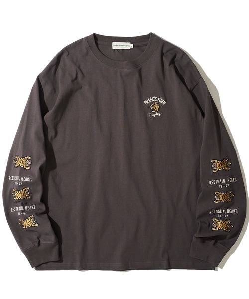 セール】【POWER TO THE PEOPLE】トラ刺繍ロングスリーブTシャツ / 袖