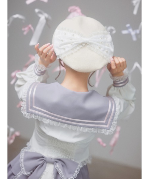 Ank Rouge（アンクルージュ）の「おリボンベレー（ハンチング/ベレー帽・レディース・ホワイト/ブラック・フリー）」の12枚目の写真