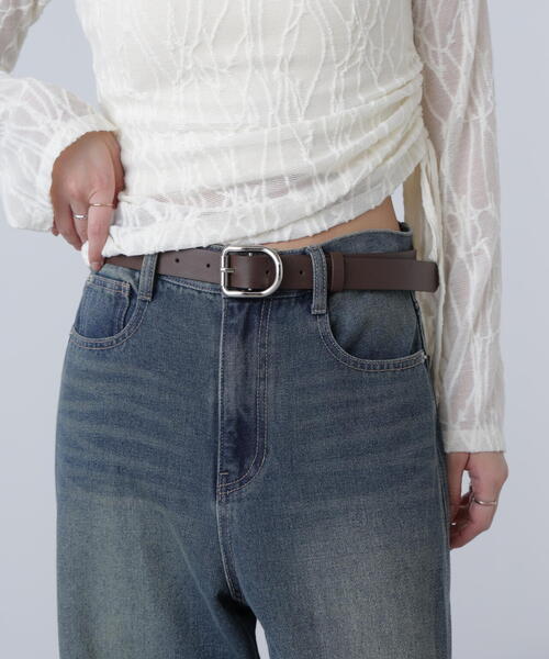 FREE'S MART（フリーズマート）の「ビッグＤバックルベルト（ベルト・レディース・ブラウン/ブラック・ﾌﾘ-）」の2枚目の写真