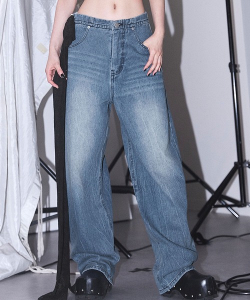 Heart Tattoo(ハートタトゥー)の「Side Ribbon Denim Pants / サイドリボンデニムパンツ(デニムパンツ・レディース・ブラック/ブルー/ブラック系・0/1)」の4枚目の写真