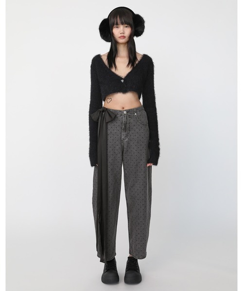 Heart Tattoo(ハートタトゥー)の「Side Ribbon Denim Pants / サイドリボンデニムパンツ(デニムパンツ・レディース・ブラック/ブルー/ブラック系・0/1)」の5枚目の写真