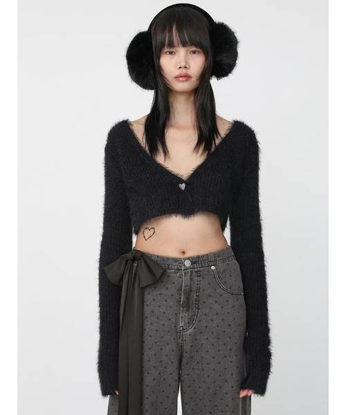 Heart Tattoo(ハートタトゥー)の「Side Ribbon Denim Pants / サイドリボンデニムパンツ(デニムパンツ・レディース・ブラック/ブルー/ブラック系・0/1)」の6枚目の写真