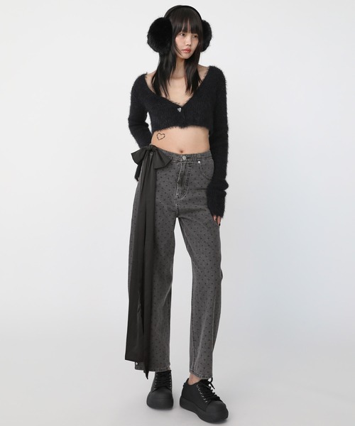 Heart Tattoo(ハートタトゥー)の「Side Ribbon Denim Pants / サイドリボンデニムパンツ(デニムパンツ・レディース・ブラック/ブルー/ブラック系・0/1)」の11枚目の写真