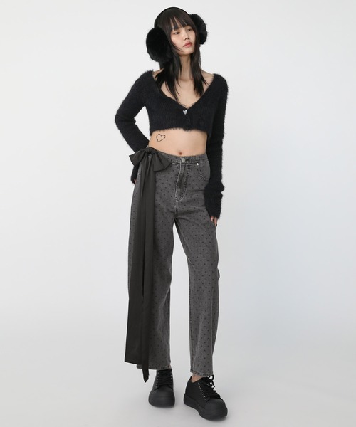Heart Tattoo(ハートタトゥー)の「Side Ribbon Denim Pants / サイドリボンデニムパンツ(デニムパンツ・レディース・ブラック/ブルー/ブラック系・0/1)」の18枚目の写真
