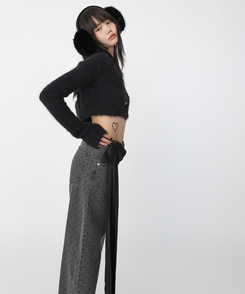 Heart Tattoo(ハートタトゥー)の「Side Ribbon Denim Pants / サイドリボンデニムパンツ(デニムパンツ・レディース・ブラック/ブルー/ブラック系・0/1)」の12枚目の写真