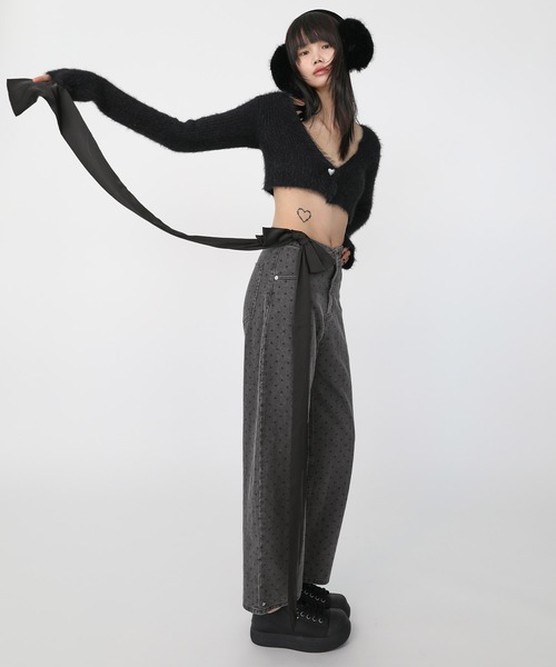 Heart Tattoo(ハートタトゥー)の「Side Ribbon Denim Pants / サイドリボンデニムパンツ(デニムパンツ・レディース・ブラック/ブルー/ブラック系・0/1)」の20枚目の写真