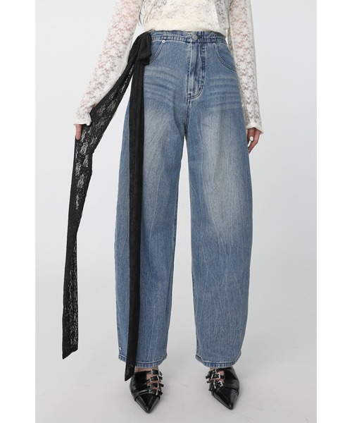 Heart Tattoo(ハートタトゥー)の「Side Ribbon Denim Pants / サイドリボンデニムパンツ(デニムパンツ・レディース・ブラック/ブルー/ブラック系・0/1)」の13枚目の写真