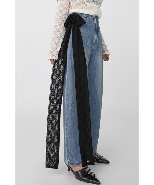 Heart Tattoo(ハートタトゥー)の「Side Ribbon Denim Pants / サイドリボンデニムパンツ(デニムパンツ・レディース・ブラック/ブルー/ブラック系・0/1)」の21枚目の写真